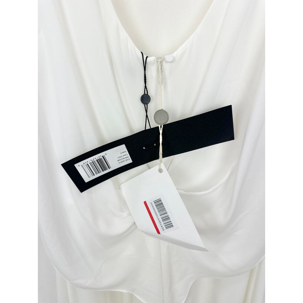 HALSTON HERITAGE Cape Effect Draped Crepe Gown Maxi Dress White US 4 NWT - Picture 10 of 15